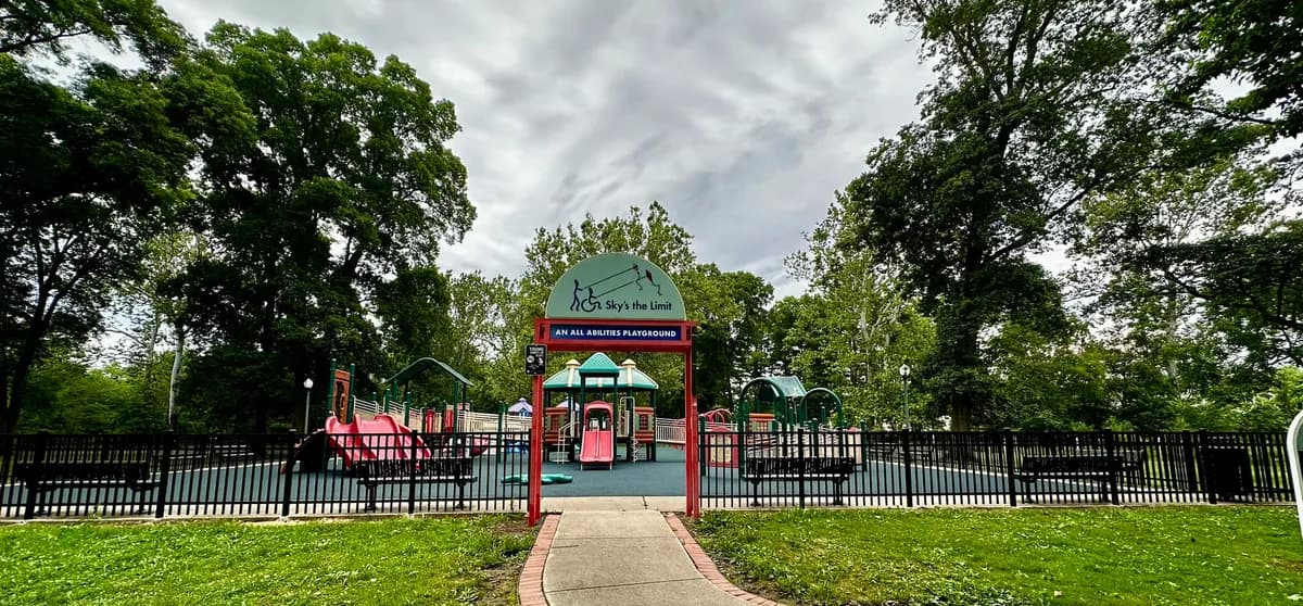 Entrance to Sky's the Limit playground at Kerr Park